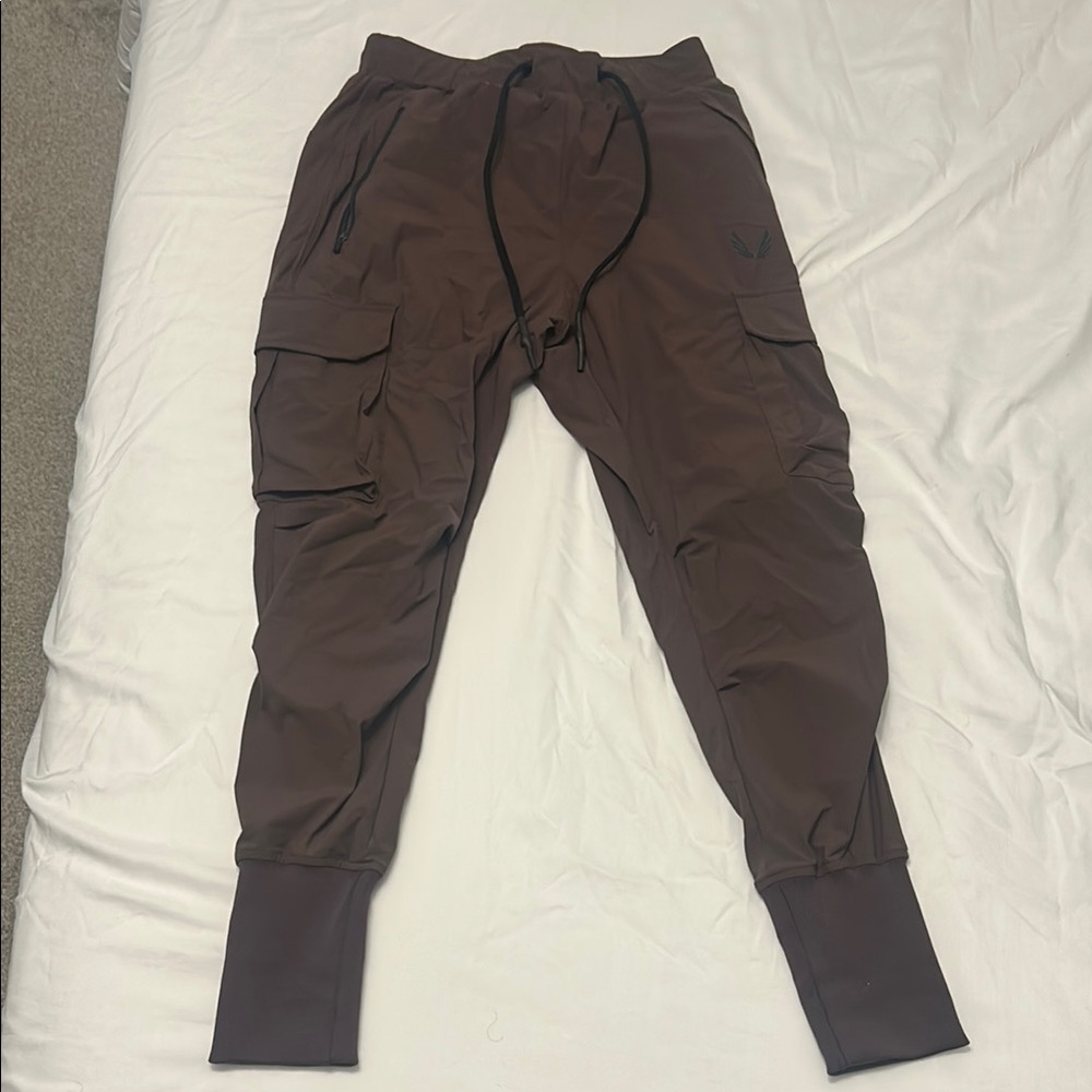 ASRV Burgundy Cargo Jogger Pants with Elastic Cuffs